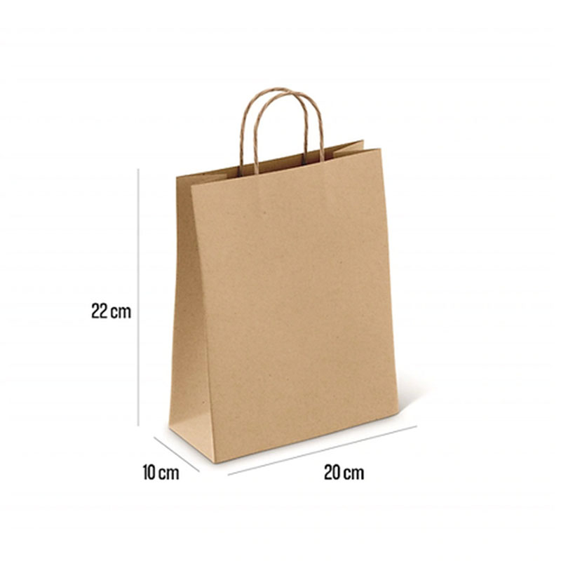 20X10X22 Burgu Saplı Kraft Çanta 250 Adet
