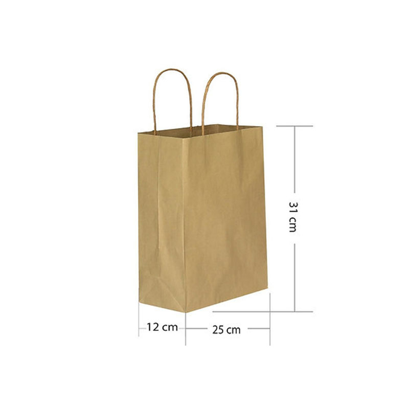 25X12X31 Burgu Saplı Kraft Çanta 250 Adet