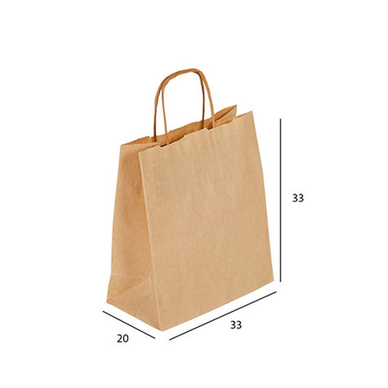 33X20X33 Burgu Saplı Kraft Çanta 250 Adet